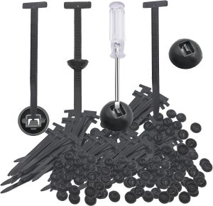 170PCS Adjustable Cable Tie Buckle Zip Ties For Automotive Clips,Nylon Universal,Slotted Screwdriver Quick Release Without Cutting,Rivet Grip Lock Pro Zip Ties Clips For Car Bumper Fenders Body Panel